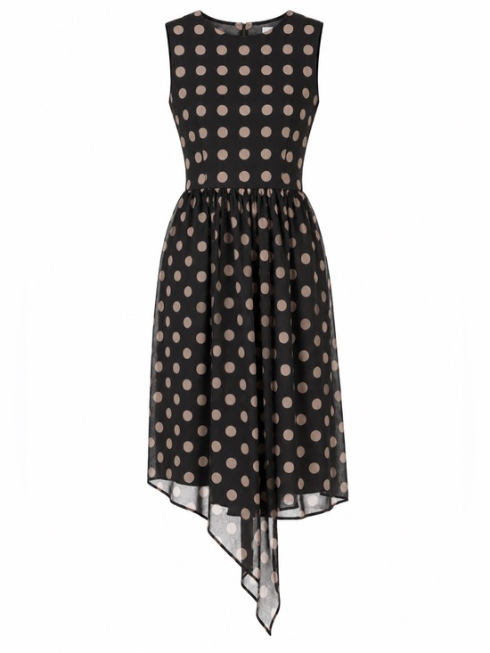 Ulla Johnson Dresses & Skirts - Ulla Johnson Silk Polka Dot Dress Black Beige Asymmetrical Midi size 2/4 w/ flaw